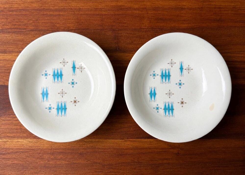 Set of 2 Mid Century Modern Atomic Starburst Berry Bowls | Turquoise Trinket